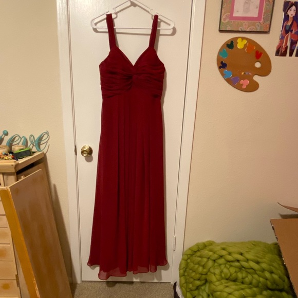 Azazie Formal Dress with Knotted Bodice - Size 8P - Dark Red - Picture 1 of 4